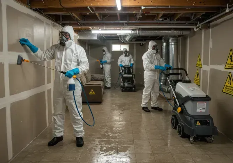 Basement Moisture Removal and Structural Drying process in East Pensacola Heights, FL